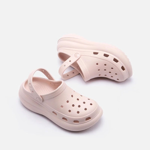 Women's Puff <b>Clogs</b> Summer Thick Soled Closed Toe Sandals Breathable Odor Resistant EVA Couple Beach Shoes Pink Black Khaki White - Product Image 1
