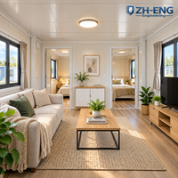 Maison conteneur extensible à double aile de 20 pieds, préfabriquée et modulaire, avec 2 chambres et salle de bain