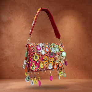 Fleurs brodées en polyester de 7 pouces avec pompon et bouton, ornées de diamants et de perles, pour cadeaux d'entreprise en gros, pour usage quotidien et de soirée - Product Image 3