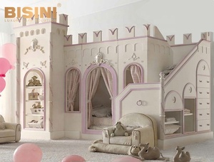 <span class=keywords><strong>Lit</strong></span> superposé <span class=keywords><strong>en</strong></span> bois pour enfants, château personnalisé, <span class=keywords><strong>lit</strong></span> de princesse avec bibliothèque - Product Image 2