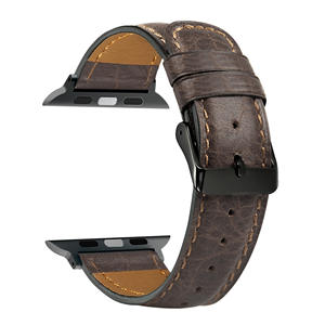 Bracelet en cuir véritable pour <span class=keywords><strong>Apple</strong></span> <span class=keywords><strong>Watch</strong></span> S10 et séries 1-10, bracelet en cuir Crazy Horse avec texture craquelée, noir/marron/bleu/vert - Product Image 5