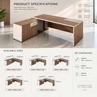 Bureau en L pour PDG, 2400x2000x750mm, avec armoire latérale en bois pour poste de travail de direction, avec tiroir de rangement pour dossiers