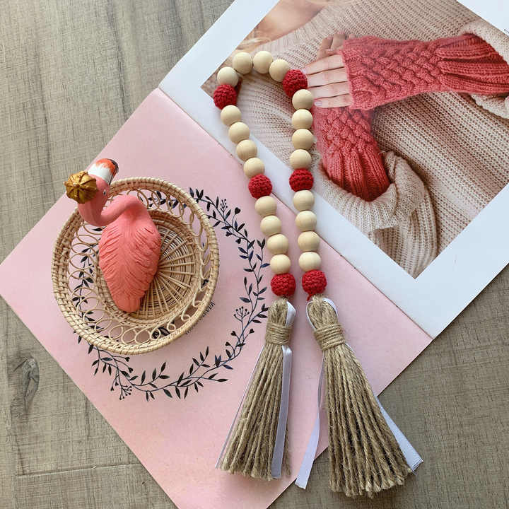 Rustic Wooden Bead Decor Farmhouse Prayer Bead Garland