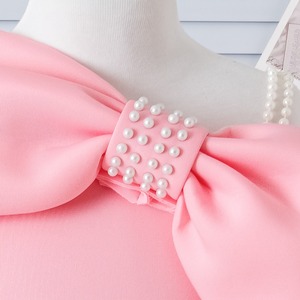 ชุดเด็กผู้หญิงคอลเลคชั่นฤดูใบไม้ผลิและฤดูใบไม้ร่วง กระโปรงสีฟ้าประดับโบว์ 3 มิติ ชุดเดรสแขนยาวเปิดไหล่ - Product Image 3