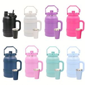 Gobelet de voyage isotherme à double paroi en acier inoxydable de 50 oz avec poignée et paille, anti-fuite, sans BPA, maintient au chaud/froid pendant 6-12h - Product Image 1