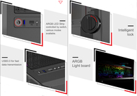 Caja pc gaming Eatx/Atx Pc avec ventilateur coloré ARGB Board pre-construit ordinateur de jeu boîtier