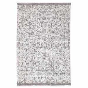 GreHand Knotted 100% New Zealand Wool Rug | Ivory Gray Geometric Tribal Rug | Modern Vintage <b>Carpet</b> - Product Image 3