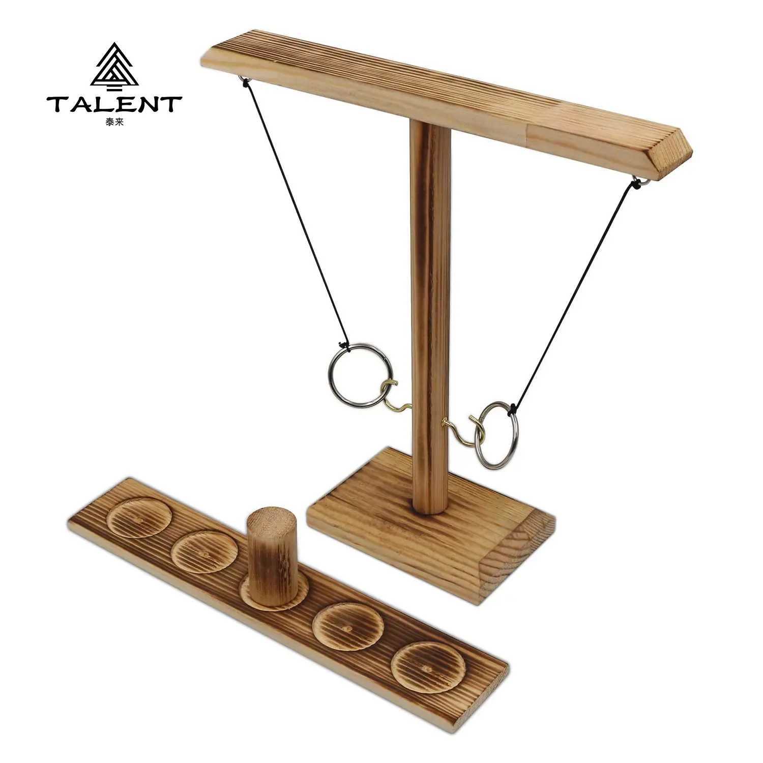 Tailai Ring Toss Game Ring Toss with Shot Ladder Fun Hook and Ring Game Handmade Wooden Interactive Game for Home Party