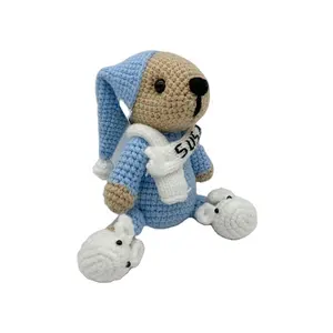 2022新しいデザインブルーベビー掛け布団おもちゃシャワーギフトかぎ針編みクマかぎ針編みクマ人形
