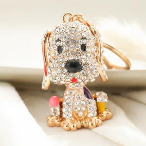 Dễ Thương Lấp Lánh Kim Cương Con Chó Con Kim Loại Móc Chìa Khóa Động Vật Con Chó Bling Pha Lê Rhinestone Keychain Ví Túi Xách Charms Mặt Dây Chuyền Treo - Product Image 6