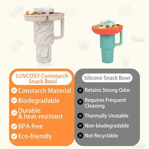 Tazón para Snacks de Almidón de Maíz para Stanley Cup de 40oz con Asa, Bandeja Biodegradable para Snacks Stanley, Organizador Reutilizable con Múltiples Compartimentos - Product Image 4