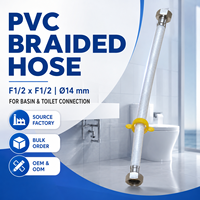 Tuyau de plomberie tressé en PVC F1/2 x F1/2, 14 mm, flexible, pour lavabo et toilettes, avec écrous en laiton nickelé