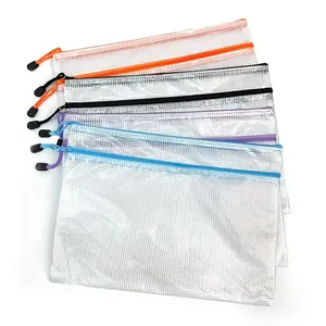 Organizador A4, bolsa con cremallera de malla clara, clasificación visible, bolsa de plástico informal para documentos, bolsillo de archivo de nailon personalizado para la oficina escolar