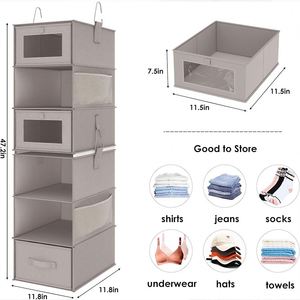 Hanging Drawer Organizer Closet Storage Frame Folder <b>Shelf</b> <b>Shelves</b> Folders <b>Hooks</b> Closets Cloth Compact - Product Image 6