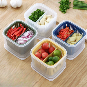 Caja de Almacenamiento de Alimentos para Cocina con 2 Compartimentos, para Frutas, Verduras, Jengibre y Ajo, Ideal para Camping - Product Image 6