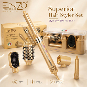 ENZO Brosse Soufflante Professionnelle Rotative <span class=keywords><strong>5</strong></span>-<span class=keywords><strong>en</strong></span>-<span class=keywords><strong>1</strong></span> : Lisseur, Fer à Boucler, Sèche-Cheveux Électrique et <span class=keywords><strong>Styler</strong></span> à Rouleaux - Product Image 5