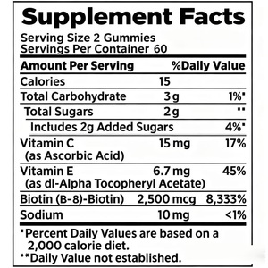 Premium Sugar-Free Vegetarian Hair Vitamins <strong>Gummies</strong> with <strong>Biotin</strong> - Product Image 3