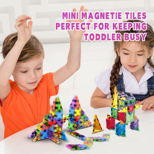 미니 3.75CM 자석 타일 STEM 세트 조립 블록 3-8세 어린이 지능 개발 휴대용 여행용 철제 상자 플라스틱 - Product Image 4