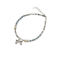 Bracelet de perles Bowei en argent sterling S925, perles d'eau douce et aigue-marine, bijoux de mode élégants