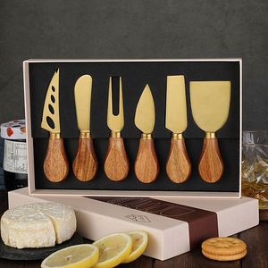 Premium Wooden Handle Stainless Steel Mini <b>Cheese</b> <b>Knife</b> Slicer <b>Set</b> Charcuterie Board Dishwasher Safe <b>Cheese</b> Cutter Fork - Product Image 1