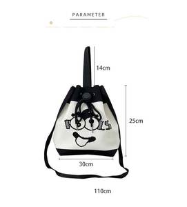 Hochwertige Modische Damen Schwarz-Weiße Gestrickte Kordelzug-Handtasche Lässige Tragetasche Clutch Umhängetasche - Product Image 6