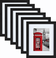 Set Bingkai Foto Klasik 8x10 (6 buah) untuk memajang foto 5x7 dengan Mat atau 8x10 tanpa Mat, warna kayu hitam, untuk meja