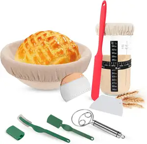 Cesta protetora de pão 9 polegadas 2 pacotes, tigela de massa para presentes, raspador de pão
