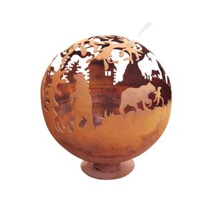 แฮนด์เมดกลางแจ้ง Corten เหล็กสวนบอลหลุมไฟ - Product Image 1