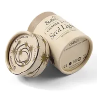 Emballage en tube de papier recyclable pour lumières LED, avec gaufrage, boîte cylindrique personnalisée en kraft brun clair