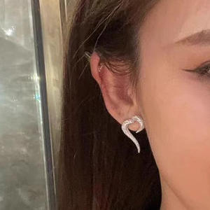 Pendientes elegantes con forma de corazón para mujer, plata 925, cristal, diamantes de imitación, joyería de boda, joyería fina romántica, oro blanco - Product Image 5