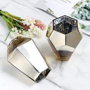 Décoration De Mariage Pièce Maîtresse Galvanisé Géométrique Grand Verre Fleur Vase En Or - Product Image 4