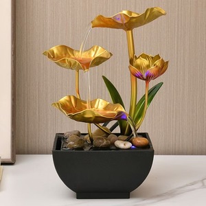Fontaine d'eau décorative de bureau en forme de fleur de lotus, 26 cm de haut, en acier inoxydable, électrique, pour bureau, salon, entrée - Product Image 3