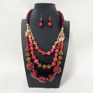 <span class=keywords><strong>Collana</strong></span> multistrato con <span class=keywords><strong>perline</strong></span> e orecchino colorato in acrilico irregolare accessori moda gioielli esagerati gioielli per le donne - Product Image 4