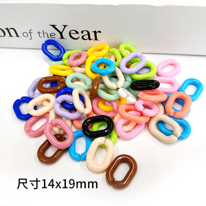 100 cái/gói Acrylic chuỗi đầy màu sắc Macaron màu tự làm Keychain túi đồ trang sức Acrylic liên kết nhẫn hình bầu dục - Product Image 5