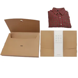 Grosir kotak kartu kraft Logo kustom kotak kaus kemasan garmen lipat kertas untuk merek pakaian dengan desain amplop