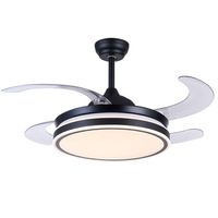 Ventilateur de plafond LED moderne en métal avec éclairage, télécommande, 6 vitesses, intensité réglable pour salle à manger
