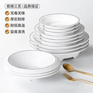Xiangyuan <b>melamine</b> tableware <b>plates</b>, soup <b>plates</b>, round commercial <b>plates</b>, restaurant <b>plates</b>, deep <b>plates</b>, imitation porcelain - Product Image 3