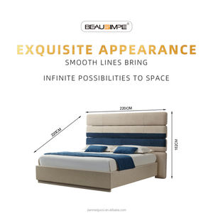 Letto iconico classico di lusso con tessuto in velluto premium in pelle con cuciture personalizzate con logo mobili da camera da letto per classe ricca - Product Image 5