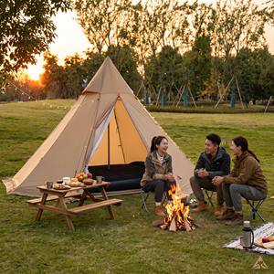 Tente de camping pyramide <span class=keywords><strong>tipi</strong></span> kaki, grande tente <span class=keywords><strong>tipi</strong></span> imperméable et coupe-vent pour le glamping en plein air, sur pelouse ou en montagne - Product Image 5