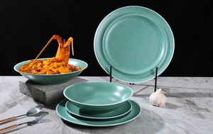2025 nuovo Set di stoviglie in ceramica verde All - in - <span class=keywords><strong>One</strong></span> squisito, consistenza liscia, ideale per cene in famiglia e al ristorante - Product Image 5