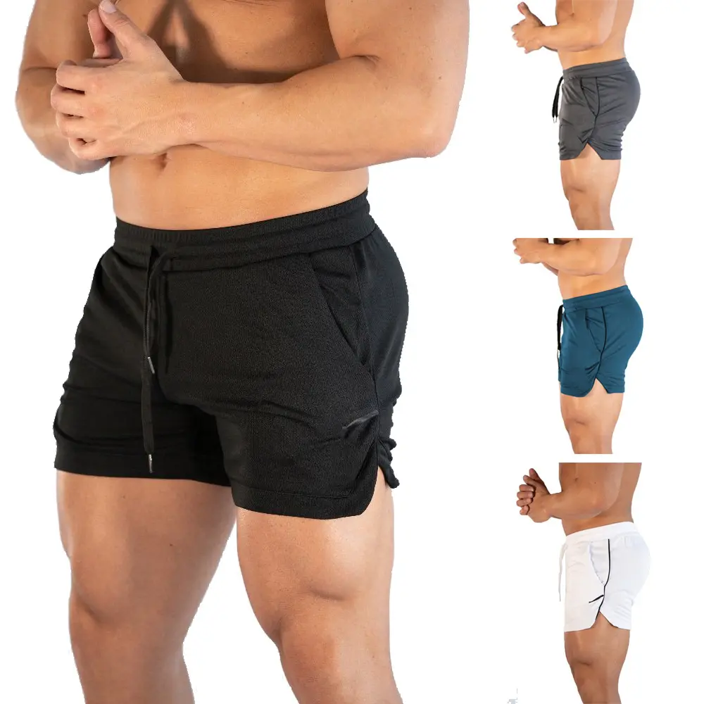 กางเกงขาสั้นใส่วิ่งฟิตเนสระบายอากาศได้ดีของผู้ชาย,กางเกงวอร์มตัดด้านข้างกางเกงขาสั้นแห้งเร็วสำหรับใส่วิ่ง