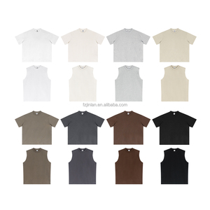 T-shirt con Logo personalizzato 210gsm da uomo con canotta ad asciugatura rapida e fresca e tinta unita in cotone traspirante senza maniche senza maniche - Product Image 6