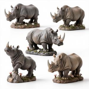 Figura de Rinoceronte de Resina de 8 Pulgadas, Color Personalizado, Piel Texturizada Pintada, Escultura de Especies en Peligro de Extinción, Vida Silvestre Africana para Exteriores - Product Image 2