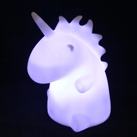 Veilleuse LED Licorne Dessin Animé Soleil Lune Étoile, Jouet Lumineux en Plastique pour Chambre d'Enfant, Figurine