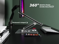 Nouveau support d'ordinateur portable réglable avec base rotative à 360°, support ergonomique pliable et portable en acier carbone pour bureau