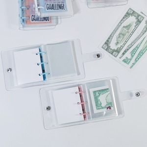 สมุดบันทึกแบบใส PVC A5 ขนาดเล็ก 6 ห่วง สำหรับใส่กระดาษแบบถอดได้ ใช้สำหรับวางแผนเรื่องการเงิน จัดการงบประมาณ พร้อมซองใส่เงินและสติกเกอร์ ช่วยให้ประหยัดเงินได้ถึง 1,000 ดอลลาร์ - Product Image 4