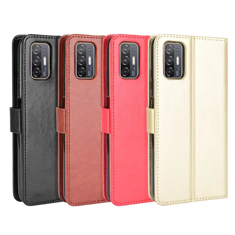 Jmax Fashion Crazy Horse Flip PU Leather Wallet Mobile Phone Case For HTC Desire 12 19 20 21 S Plus Pro/U 12 19 20 E PLUS 5G