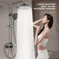 Ensemble de douche en acier inoxydable pour usage domestique, système de salle de bain complet, pommeau de douche rotatif et réglable, dispositif de douche à effet pluie surpuissant