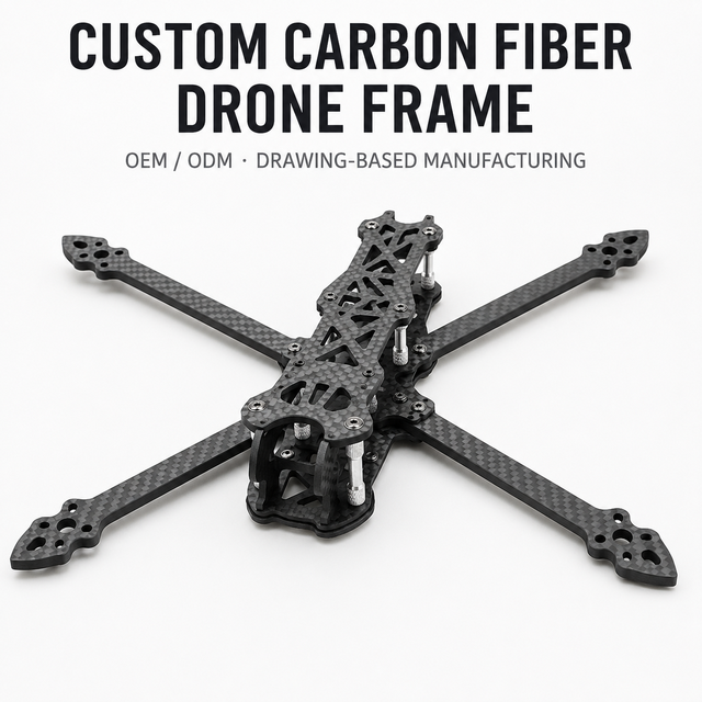Custom UAV Frame Manufacturer Drawing Based CNC Machined With 3K Twill Carbon Plate Rigid Professional Grade UAV Frame