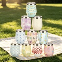 Gobelet à vin isotherme à double paroi avec logo personnalisé, en forme d'œuf, avec couvercle, 6oz, 8oz, 12oz, 16oz, en acier inoxydable